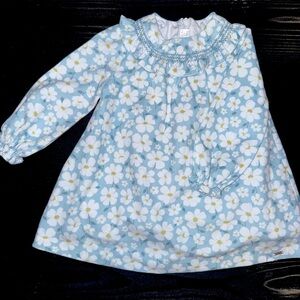 Blue/White Floral Winter Dress 6-9M